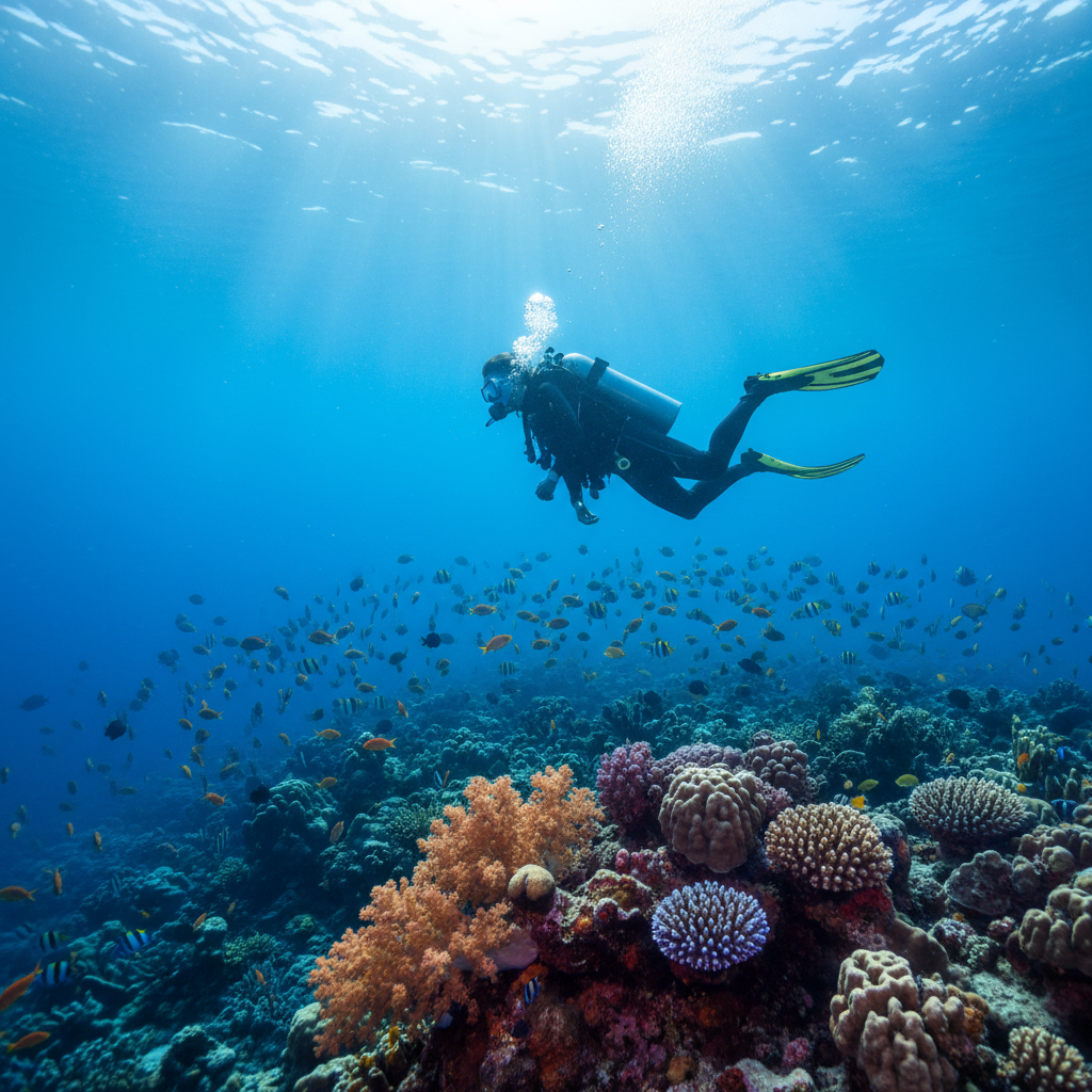 Scuba diving in Canggu Bali with coral reef